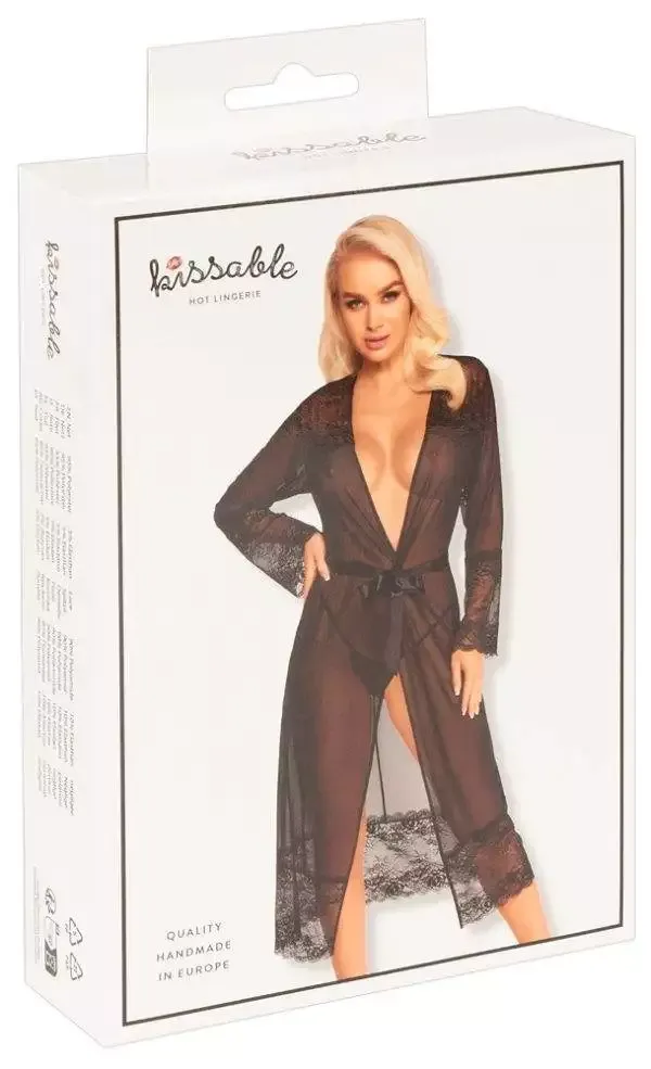 Kissable Kimono lang - Verführerische Transparenz schwarz L/XL Kissable Kimono lang - Verführerische Transparenz schwarz L/XL