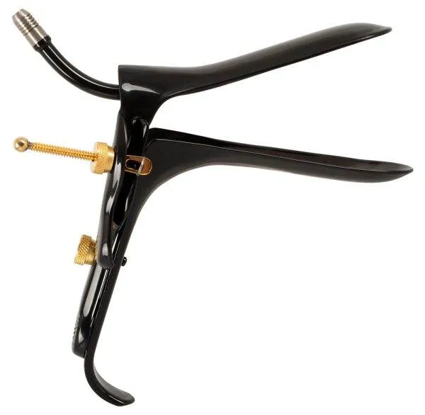 Fetish Collection Spekulum mit Luft- & Flüssigkeitsschlauch - Schwarz/Gold, Edelstahl, 15 cm Fetish Collection Spekulum mit Luft- & Flüssigkeitsschlauch - Schwarz/Gold, Edelstahl, 15 cm
