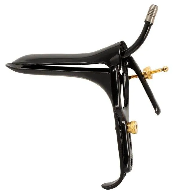 Fetish Collection Spekulum mit Luft- & Flüssigkeitsschlauch - Schwarz/Gold, Edelstahl, 15 cm Fetish Collection Spekulum mit Luft- & Flüssigkeitsschlauch - Schwarz/Gold, Edelstahl, 15 cm