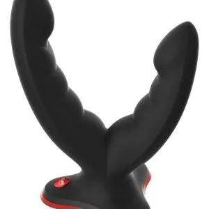 Fun Factory Ryde Doppeldildo, flexibel, einzigartiges Design, 2 Ausleger, glatte Oberfläche, stimulierende Rillen, 12,3 cm & 10 cm, Silikon, 3,8 cm, 240 g, Saugfuß, Strap-on & Harness kompatibel. Fun Factory Ryde Doppeldildo, flexibel, einzigartiges Design, 2 Ausleger, glatte Oberfläche, stimulierende Rillen, 12,3 cm & 10 cm, Silikon, 3,8 cm, 240 g, Saugfuß, Strap-on & Harness kompatibel. – Bild 3