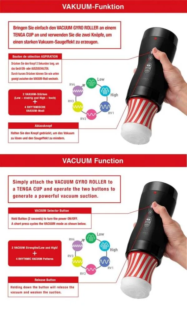 Tenga Vacuum Gyro Roller - Masturbator-Aufsatz mit Rotation und Saugeffekt