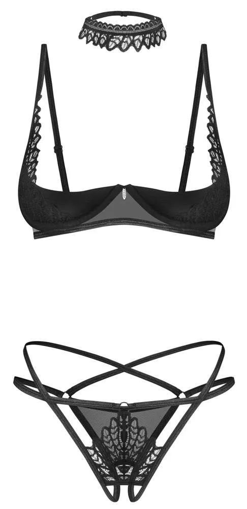 Obsessive 3-teiliges Set Donarella, Schwarzes Dessous-Attraktion Obsessive 3-teiliges Set Donarella, Schwarzes Dessous-Attraktion