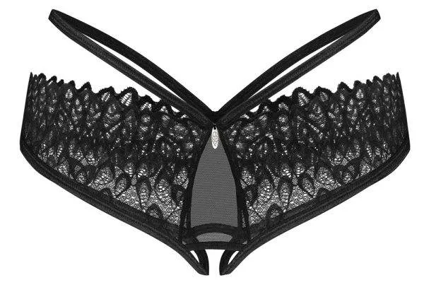 Obsessive Slip ouvert Donarella - Schwarze Transparenz mit Stickerei Obsessive Slip ouvert Donarella - Schwarze Transparenz mit Stickerei