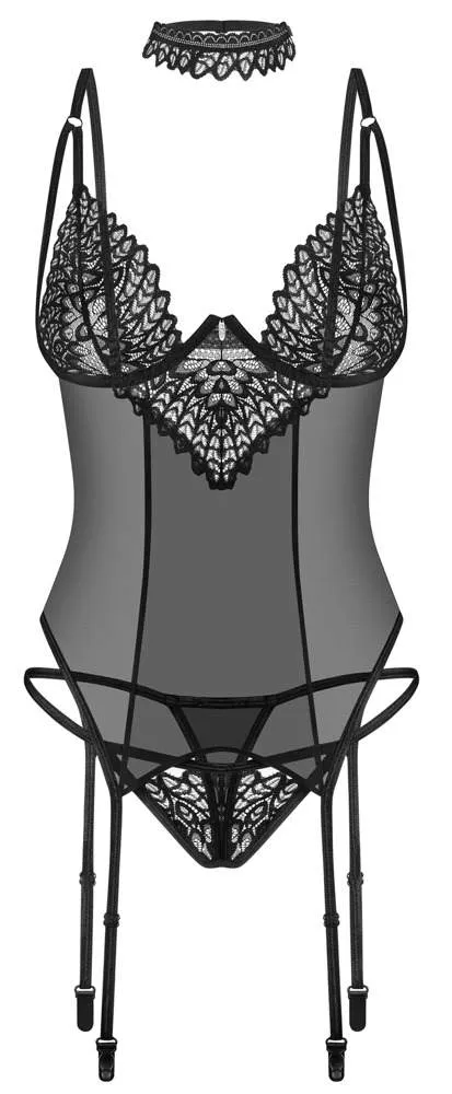Obsessive Donarella 3-teiliges Dessous-Set, Größe S/M, Schwarz Obsessive Donarella 3-teiliges Dessous-Set, Größe S/M, Schwarz