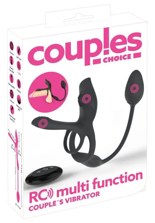 54033160000_verp Couples Choice RC Multi Function Couple's Vibrator, Silikon, wasserdicht, wiederaufladbar, 10 Modi, Fernbedienung, 5 Toys in einem