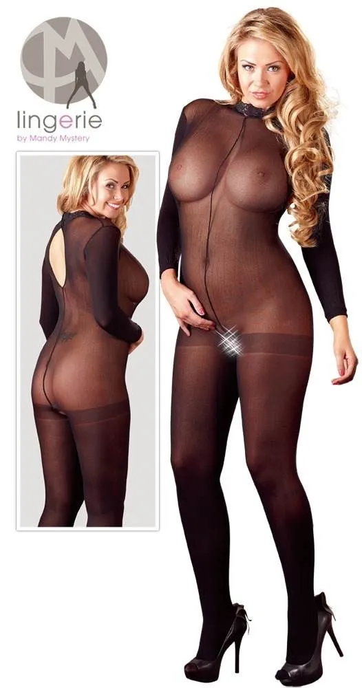 NO:XQSE Catsuit ouvert - Aufregend transparenter Langarm-Catsuit XL/2XL NO:XQSE Catsuit ouvert - Aufregend transparenter Langarm-Catsuit XL/2XL