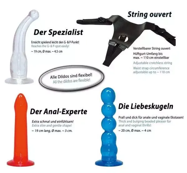 You2Toys Umschnall-String mit 3 Dildos Rot/Transparent/Blau You2Toys Umschnall-String mit 3 Dildos Rot/Transparent/Blau