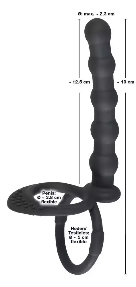 Black Velvets Doppelring mit Analdildo - Perfekter Halt und doppelte Penetration Black Velvets Doppelring mit Analdildo - Perfekter Halt und doppelte Penetration