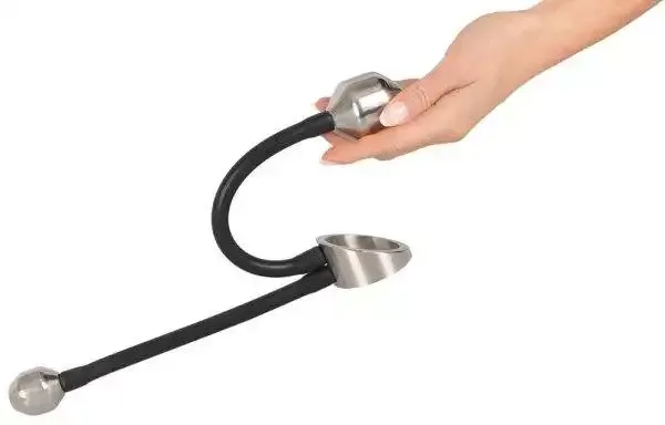 You2Toys Metall-Penisring mit Plug-Gewichten Silber/Schwarz You2Toys Metall-Penisring mit Plug-Gewichten Silber/Schwarz