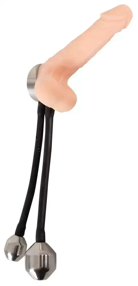 You2Toys Metall-Penisring mit Plug-Gewichten Silber/Schwarz You2Toys Metall-Penisring mit Plug-Gewichten Silber/Schwarz