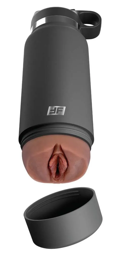 PDX Plus+ Fuck Flask Secret Delight, Masturbator für Unterwegs, Realistische Vagina-Optik, Saugventil, Daumenschlaufe, Fanta Flesh Material