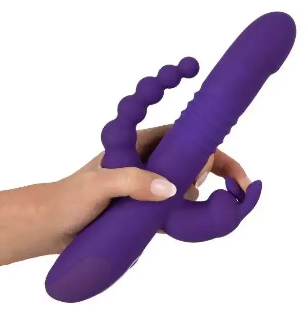 Sweet Smile Triple Thrusting V - Stoßvibrator mit Klitoris- und Analvibrator Sweet Smile Triple Thrusting V - Stoßvibrator mit Klitoris- und Analvibrator
