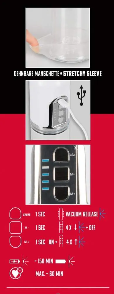 Mister Boner Automatische Penispumpe Transparent/Weiß/Silber Mister Boner Automatische Penispumpe Transparent/Weiß/Silber