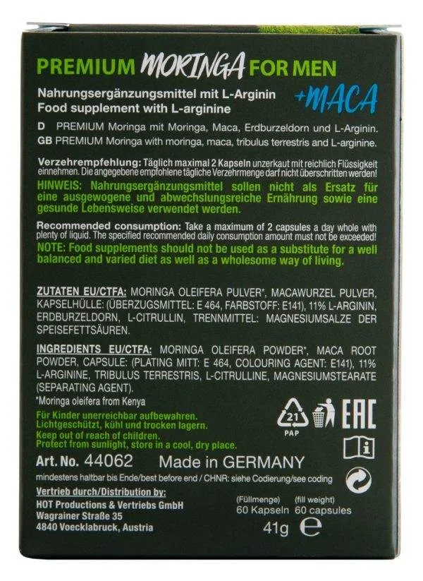 HOT Pure Moringa + Maca Man Power - Nahrungsergänzungsmittel, 60 Kapseln HOT Pure Moringa + Maca Man Power - Nahrungsergänzungsmittel, 60 Kapseln