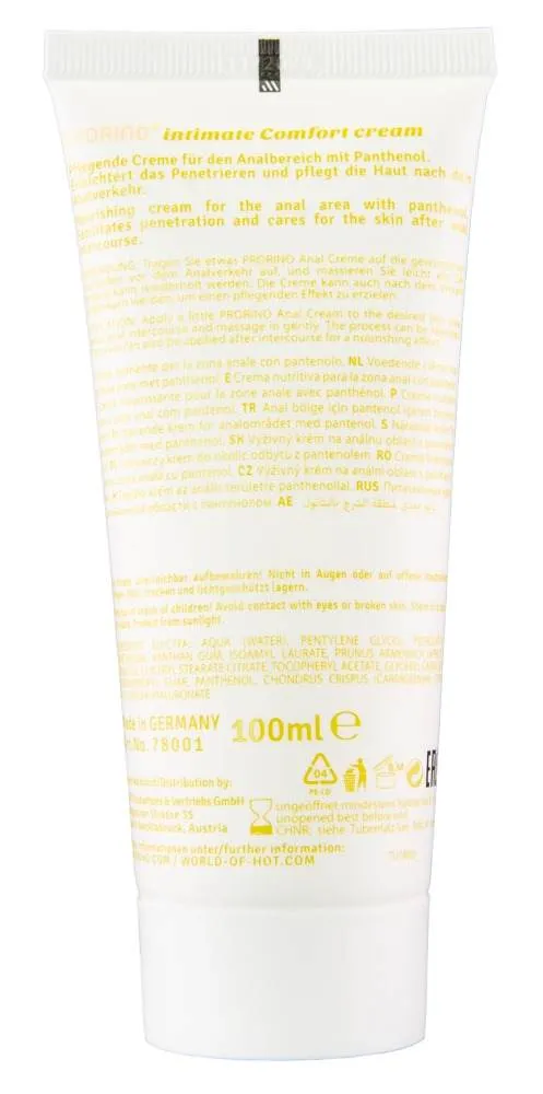 PRORINO Intimate Comfort Cream Anal Care 100ml PRORINO Intimate Comfort Cream Anal Care 100ml