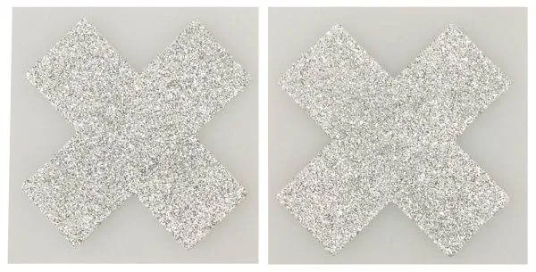 Diamond Cross Nippel-Aufkleber, Silber Glitzer, 1 Paar