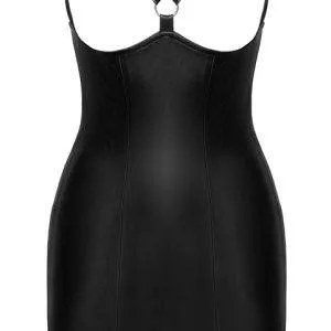 ZADO Leder Straps-Kleid mit Spitze, Silber, busenfrei ZADO Leder Straps-Kleid mit Show-Effekt, Größe S, Schwarz – Hollow B
