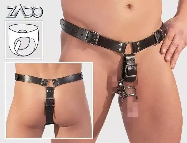 ZADO Leder String mit Analdildo und Ringe L/XL ZADO Leder String mit Analdildo und Ringe L/XL