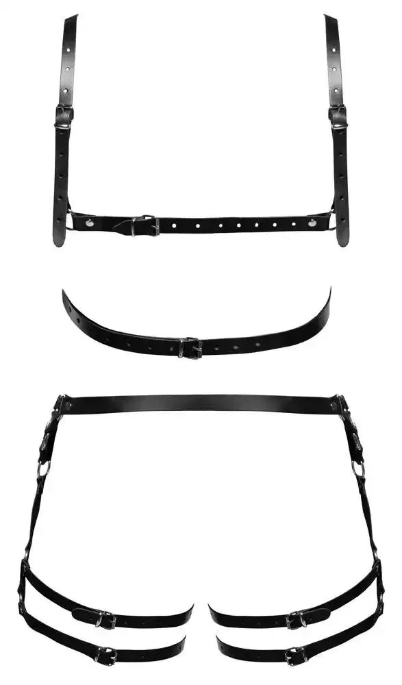 ZADO Leder Harness-Set, verstellbar, Schwarz ZADO Leder Harness-Set, verstellbar, Schwarz