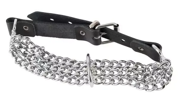 ZADO Leder-Halsfessel mit Metall-Gliederketten ZADO Leder-Halsfessel mit Metall-Gliederketten