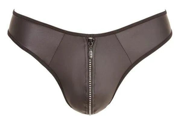 Svenjoyment Herren String S in Neopren-Optik mit Strass-Reißverschluss S Svenjoyment Herren String S in Neopren-Optik mit Strass-Reißverschluss S