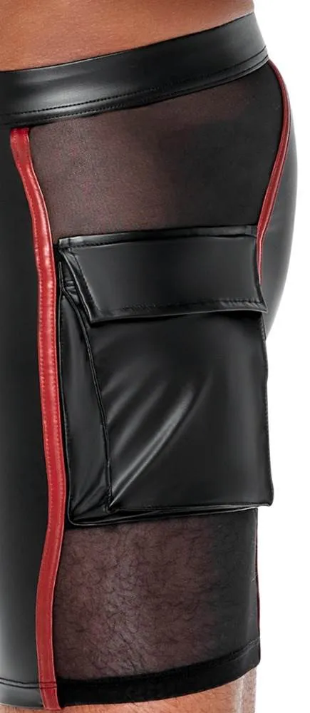 NEK Eng geschnittene Shorts Schwarz/Rot , Mattlook, Reißverschluss, Klappentasche Schwarz/Rot Größe M NEK Eng geschnittene Shorts Schwarz/Rot , Mattlook, Reißverschluss, Klappentasche Schwarz/Rot Größe M