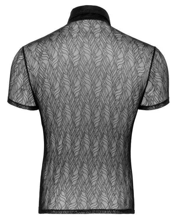 Svenjoyment Stretch-Spitze Halbarm Hemd - Transparenz Schwarz Svenjoyment Stretch-Spitze Halbarm Hemd - Transparenz Schwarz