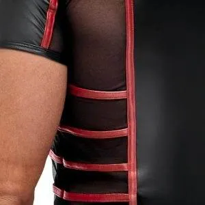 NEK Enges Shirt Schwarz/Rot - Aufregender Material-Mix Schwarz/Rot Größe M NEK Enges Shirt Schwarz/Rot - Aufregender Material-Mix Schwarz/Rot Größe M – Bild 8