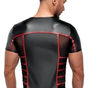 NEK Enges Shirt Schwarz/Rot - Aufregender Material-Mix Schwarz/Rot Größe M NEK Enges Shirt Schwarz/Rot - Aufregender Material-Mix Schwarz/Rot Größe M – Bild 6