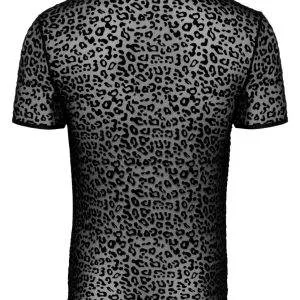 Noir Leo-Shirt: Powernet-Transparenz, Samtflockprint, hautnah L Noir Leo-Shirt: Powernet-Transparenz, Samtflockprint, hautnah L – Bild 6