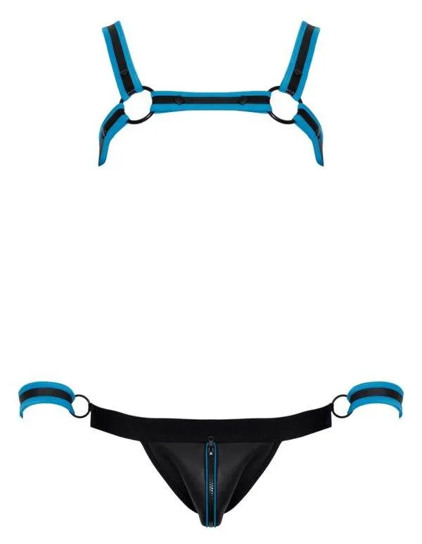 Svenjoyment Bondage Jockset Schwarz/Blau, Neopren-Optik, inkl. Handfesseln Schwarz/Blau Größe S Svenjoyment Bondage Jockset Schwarz/Blau, Neopren-Optik, inkl. Handfesseln Schwarz/Blau Größe S