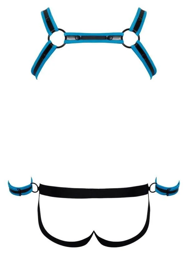 Svenjoyment Bondage Jockset Schwarz/Blau, Neopren-Optik, inkl. Handfesseln Schwarz/Blau Größe S Svenjoyment Bondage Jockset Schwarz/Blau, Neopren-Optik, inkl. Handfesseln Schwarz/Blau Größe S