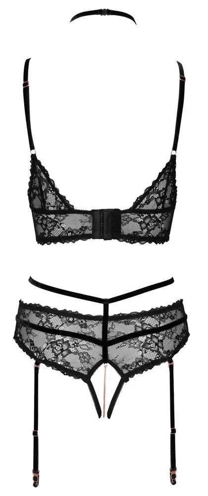 Aubierta Fina BH-Set mit Spitze und Samt, ouvert L Aubierta Fina BH-Set mit Spitze und Samt, ouvert L