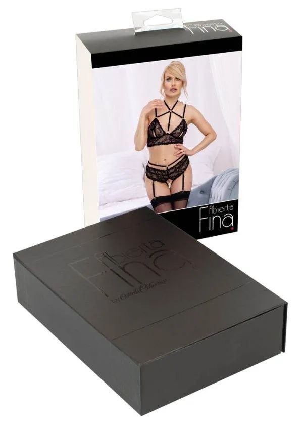 Aubierta Fina BH-Set mit Spitze und Samt, ouvert L Aubierta Fina BH-Set mit Spitze und Samt, ouvert L