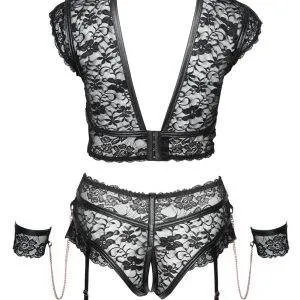Cottelli BONDAGE - Spitzen-BH Set, Ouvert-Slip, Handfesseln XL Cottelli BONDAGE - Spitzen-BH Set, Ouvert-Slip, Handfesseln XL – Bild 7