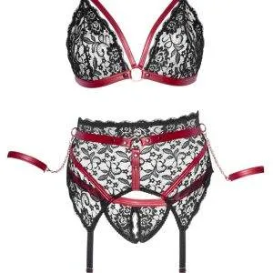 Cottelli BONDAGE - Spitzen BH Set mit Armfesseln Schwarz/Rot 2XL Cottelli BONDAGE - Spitzen BH Set mit Armfesseln Schwarz/Rot 2XL – Bild 6