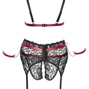 Cottelli BONDAGE - Spitzen BH Set mit Armfesseln Schwarz/Rot 2XL Cottelli BONDAGE - Spitzen BH Set mit Armfesseln Schwarz/Rot 2XL – Bild 7
