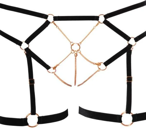 Cottelli LINGERIE - Bondage BH Set mit Samtbändern Schwarz/Rosegold S Cottelli LINGERIE - Bondage BH Set mit Samtbändern Schwarz/Rosegold S