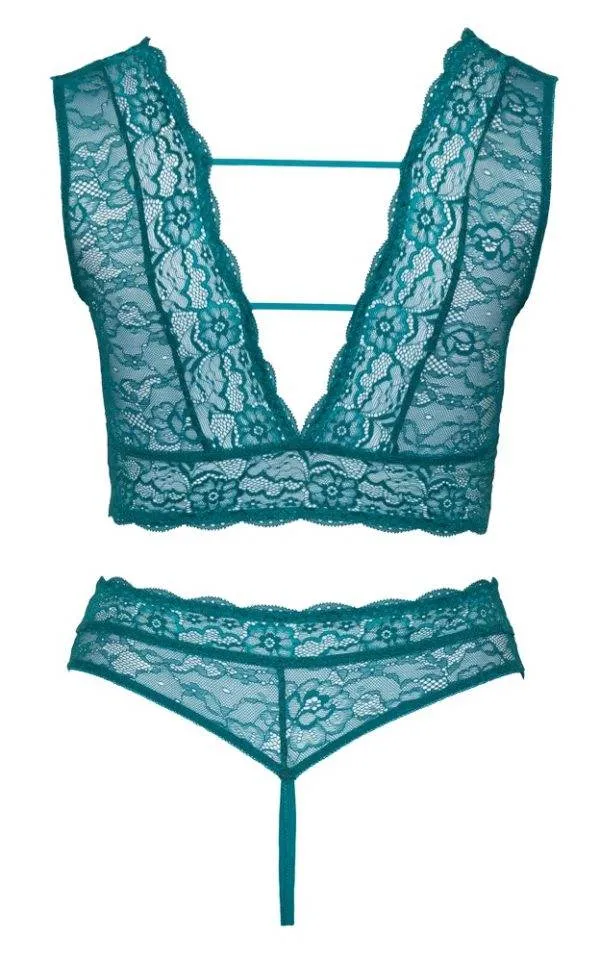 Cottelli CURVES - Spitzen BH Set petrol, ouvert Petrol 4XL Cottelli CURVES - Spitzen BH Set petrol, ouvert Petrol 4XL
