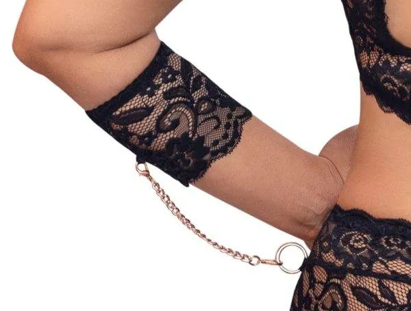 Cottelli BONDAGE BH-Set XL - Spitze, Roségold, Armfesseln 4XL Cottelli BONDAGE BH-Set XL - Spitze, Roségold, Armfesseln 4XL