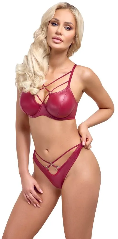Cottelli LINGERIE Wetlook BH-String Set, rot – B
