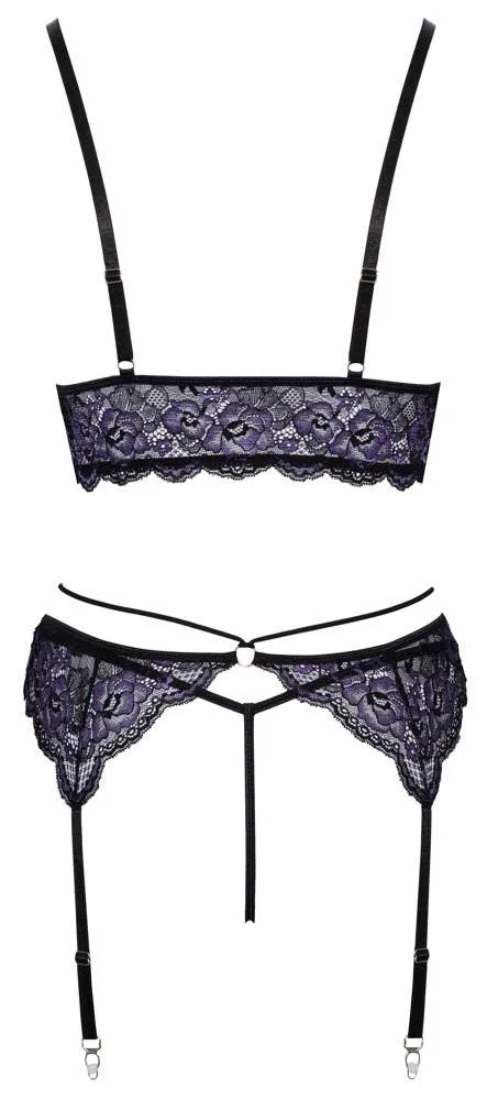 Cottelli LINGERIE - Spitzen-Trio für sinnliche Verführungen Schwarz/Lila S Cottelli LINGERIE - Spitzen-Trio für sinnliche Verführungen Schwarz/Lila S