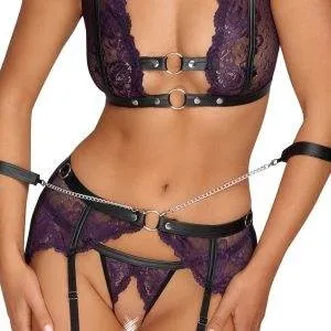 Cottelli BONDAGE BH-Set mit Handfesseln Schwarz/Lila Größe M Cottelli BONDAGE BH-Set mit Handfesseln Schwarz/Lila Größe M – Bild 8