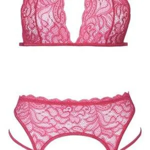 Cottelli LINGERIE - Neckholder-BH Strapsset S/M, pinkfarbene Spitze pink Größe L/XL Cottelli LINGERIE - Neckholder-BH Strapsset S/M, pinkfarbene Spitze pink Größe L/XL – Bild 6