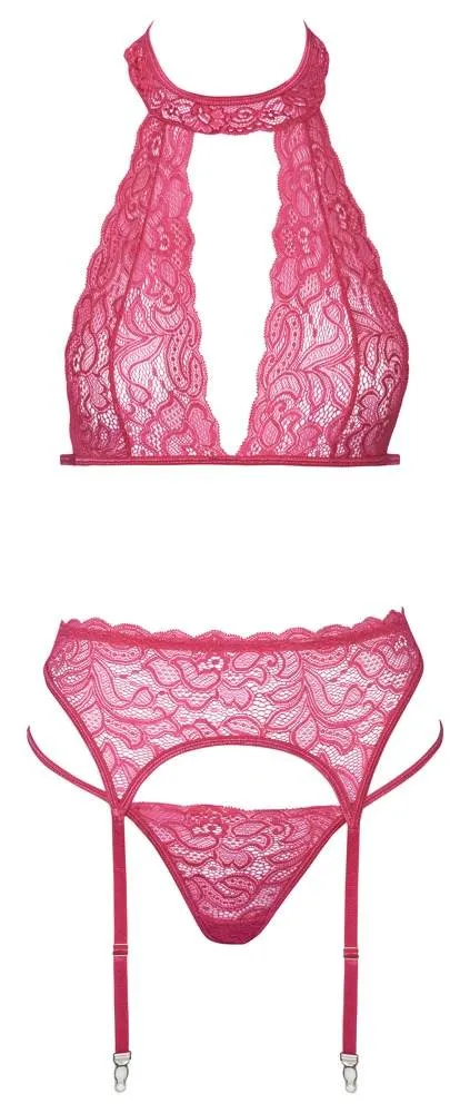 Cottelli LINGERIE - Neckholder-BH Strapsset S/M, pinkfarbene Spitze pink Größe L/XL Cottelli LINGERIE - Neckholder-BH Strapsset S/M, pinkfarbene Spitze pink Größe L/XL