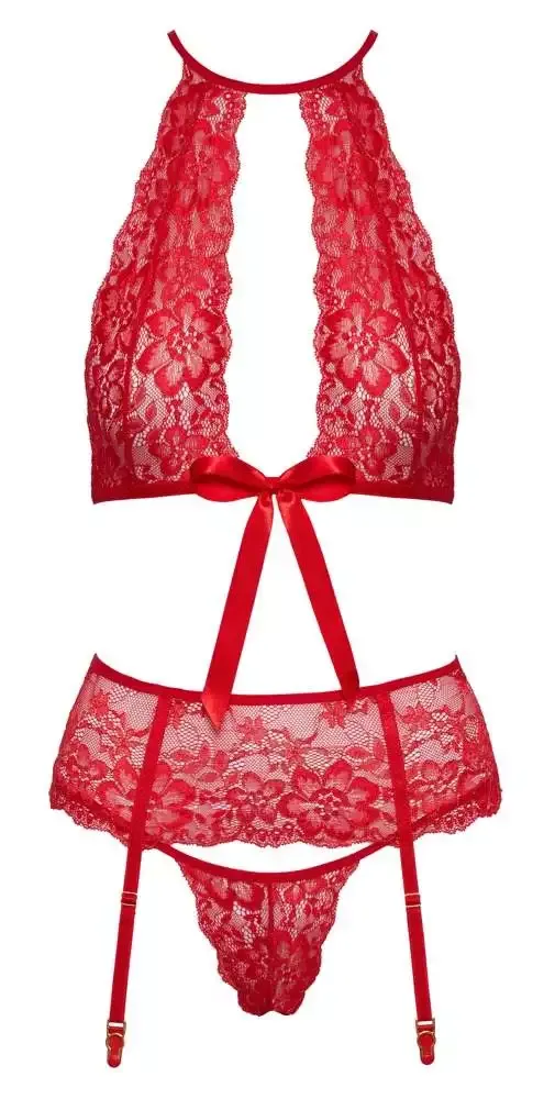 kissable Strapsset in Rot, exklusives Set aus Spitze mit goldfarbenen Details rot Größe L/XL kissable Strapsset in Rot, exklusives Set aus Spitze mit goldfarbenen Details rot Größe L/XL