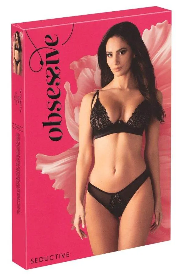 Obsessive Schwarzer Bügel-BH Donarella - Elegant-erotischer Look, bestickter Stretchtüll, verstellbare Träger, Hakenverschluss, Schmuckelement zwischen den Cups - Größe: , Farbe: Obsessive Schwarzer Bügel-BH Donarella - Elegant-erotischer Look, bestickter Stretchtüll, verstellbare Träger, Hakenverschluss, Schmuckelement zwischen den Cups - Größe: , Farbe: