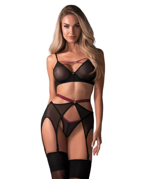 22154031941_nor_a Obsessive 3-teiliges Straps-Set Novenes Schwarz/Pink