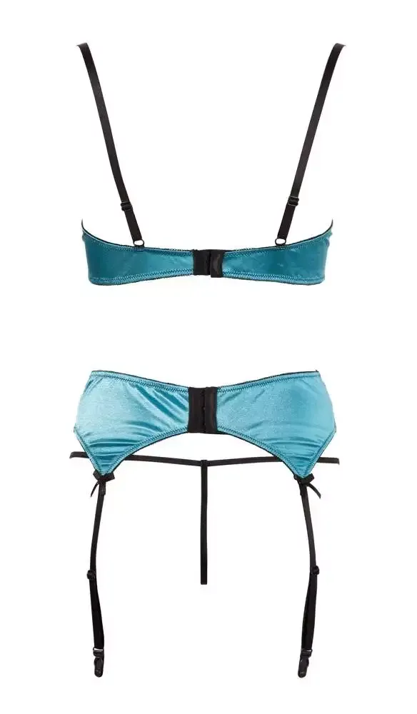 Cottelli LINGERIE Hebe-Set mit Spitze - Jadegrün, ouvert im Schritt Grün/Schwarz 90B/XL Cottelli LINGERIE Hebe-Set mit Spitze - Jadegrün, ouvert im Schritt Grün/Schwarz 90B/XL