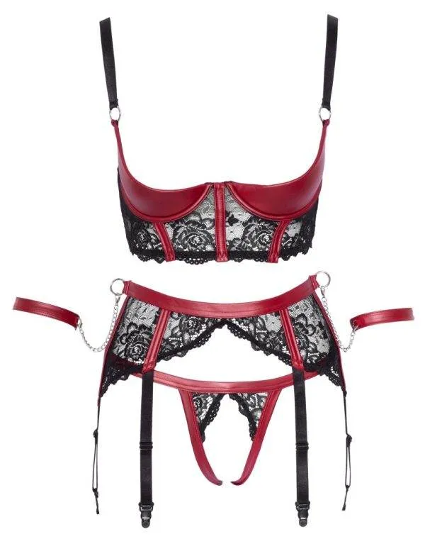 Cottelli BONDAGE Bügel-Hebe Set, schwarz/rot, inkl. Fesseln Schwarz/Rot L Cottelli BONDAGE Bügel-Hebe Set, schwarz/rot, inkl. Fesseln Schwarz/Rot L